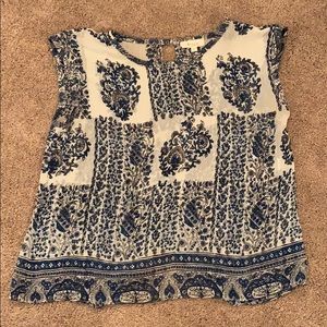 Ivory/blue semi-sheer blouse, Two by Vince Camuto